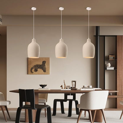 JAYMP Wabi Sabi Pendant Light for Dining Room Kitchen Island Light Hallway Restaurant Hanging Lamp E26 Base Japanese Style Wine Bottle Shape Lighting Fixture, 1 Pack (Light Brown,C Shape, D26×H46cm)