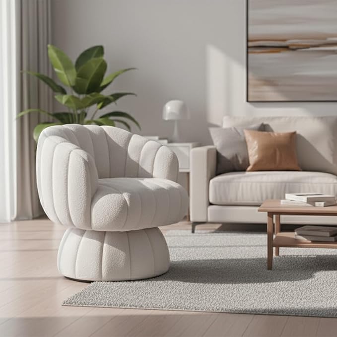 Vanity 360-Degree Swivel Accent Chair - Mid Century Modern Plush Round Makeup Chair, Relaxing Comfy Lounge Arm Chairs, Idear for Living Room, Bedroom (Green, Velvet Fabric)