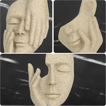 3 Pcs Thinker Statue,Modern Home Resin Sculptures, Decorative Objects Collectible Figurines for Home Office Bookshelf Desktop Decor(Sandstone)