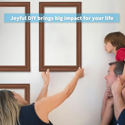 Art3d Pre-Cut Wall Molding Set of 6 pcs, Ready-to-Assemble Wainscoting Panels for Interior Wall Décor Living Room Bedroom Accent Wall - Installed with Glue, 3 Top 3 Bottom, Walnut