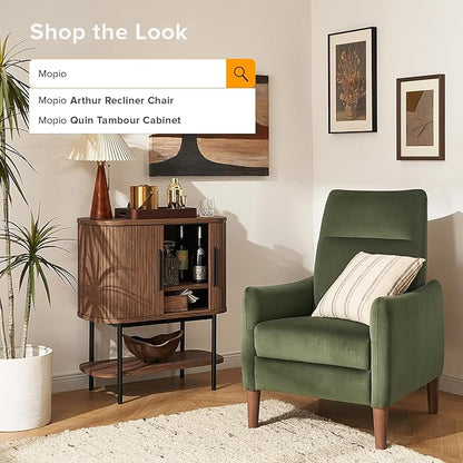 mopio Quin Storage Cabinet, Tambour Fluted Entryway Accent Sofa Tables, Buffet Sideboard with Doors & Shelves, Pantry Coffee Wine Bar Cabinet, Wood Console Table, Mid Century Modern (Walnut)