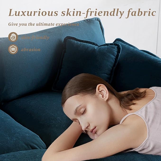 SoarFlash Chenille Sectional Sofa, Comfy Modular Coush Sofa with Ottoman, Modern 2 Seat Recliner Deep Seat Sofa Set for Living Room,Deep Blue