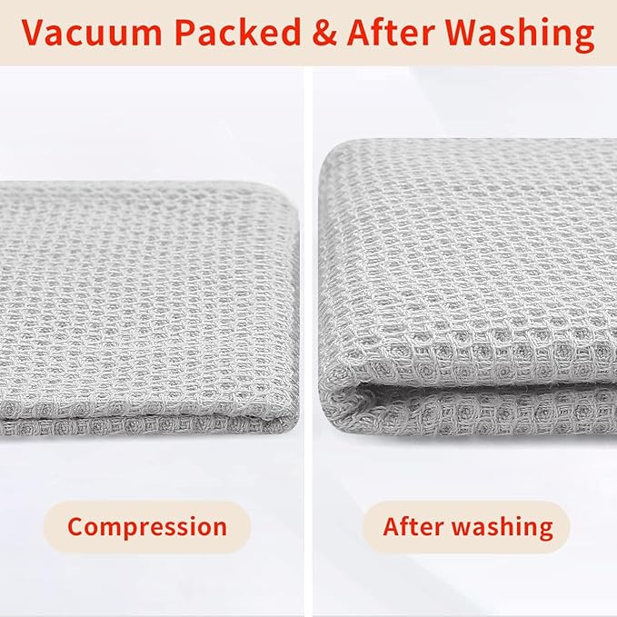 Homaxy 100% Cotton Kitchen Towels and Dishcloths Set, 12 x 12 Inches and 13 x 28 Inches, Set of 8 Bulk Kitchen Towels Set, Ultra Soft Absorbent Dish Cloths for Washing Dishes, Light Gray