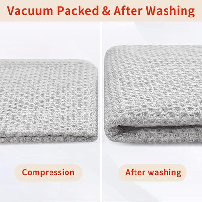 Homaxy 100% Cotton Kitchen Towels and Dishcloths Set, 12 x 12 Inches and 13 x 28 Inches, Set of 10 Bulk Kitchen Towels Set, Ultra Soft Absorbent Dish Cloths for Washing Dishes, Light Gray