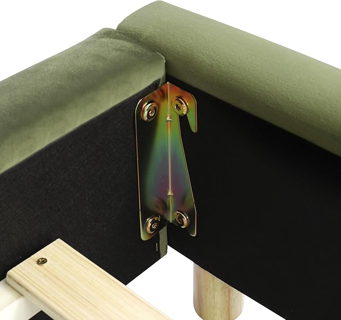 Green King Size Bed Frame, Upholstered Cloud Boucle Platform Beds Frames with Headboard, Anti-Collision Soft Rounded Corners Footboard, No Box Spring Required, Easy Assembly (Olive Green, King)