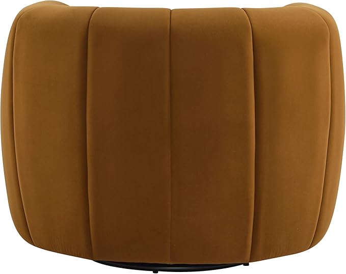 Christopher Knight Home Monroe Velvet Swivel Club Chair,Armchair with 360-Degree Rotation,Upholstered Barrel Swivel Sofa Chair for Living Room/Bedroom,Tufted Back,Thick Cushion, Iron Base, Dark Yellow