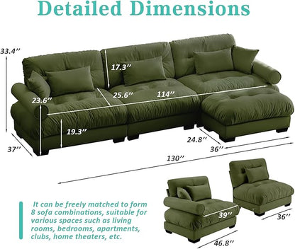 SoarFlash Sectional Sofas Couches for Living Room, L Shaped Couch Sofa Set, Small Couches for Small Spaces, Apartment with Movable Ottoman, Green