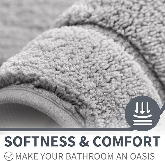 GRANNY SAYS Gray Bathroom Rugs, Bath Mats for Bathroom Non-Slip, Super Soft and Water Absorbent, Microfiber Bath Rugs, Machine Wash Dry, Large Bath Rugs for Floor, Tub and Shower 36 x 24