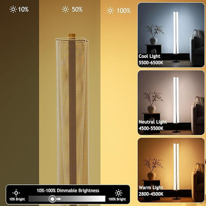 NUÜR Modern Floor Lamp, Dimmable Standing Lamp with Remote Control, Stepless Adjustable Colours & Brightness, Industrial Lighting for Living Room, Bedroom, Office (Floor Lamp for Bedroom)