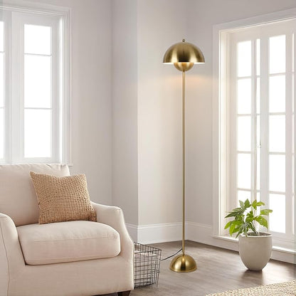 COSYLUX Modern Floor Lamp for Living Room, Industrial Tall Standing Lamp for Bedroom, Metal Shade Reflecting Light Reading Floor Lamp for Office, Nursery Room, Corner(Copperish-Gold)