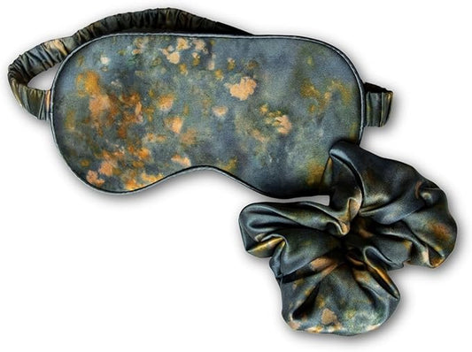 Silk & Willow 100% Pure Mulberry Silk Sleep Eye Mask & Hair Scrunchie Gift Set (Midnight)
