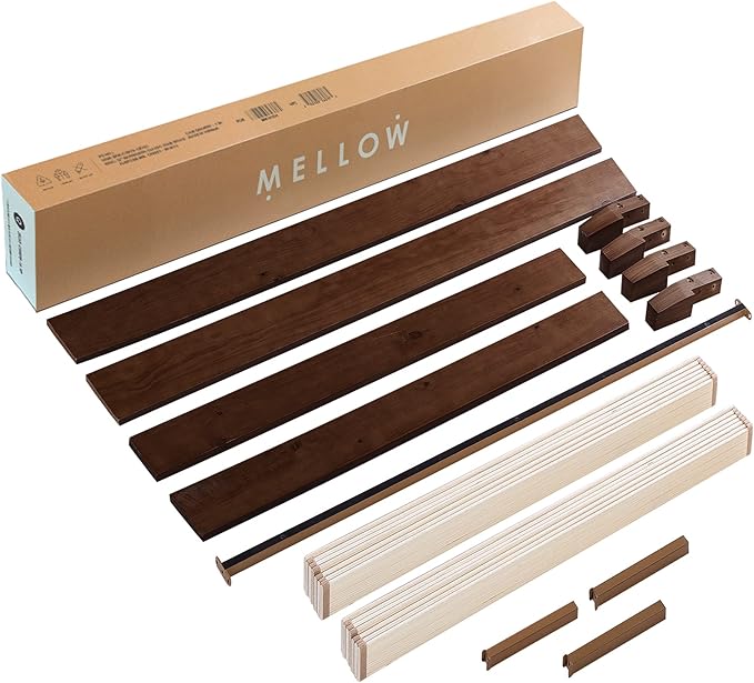 Mellow Naturalista Grand - 12 Inch Solid Wood Platform Bed with Wooden Slats - No Box Spring Needed - Queen (Espresso)