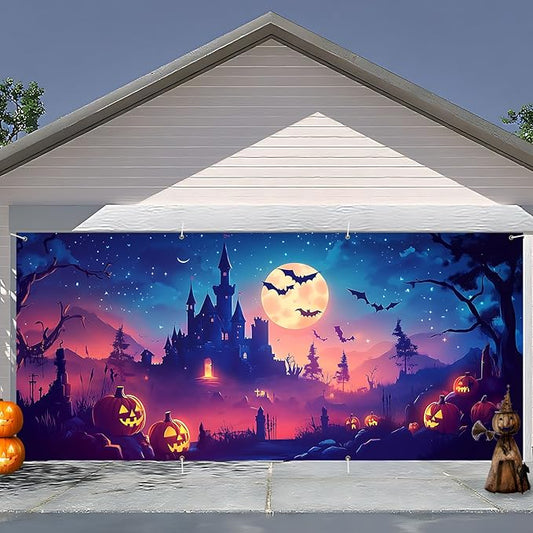 6 x 13 ft Halloween Garage Door Decorations Halloween decorations Witch Door Cover, Hanging Banner, Cauldron Backdrop Mural for Home, Outdoor, Indoor, Spooky Party, Wall, Window
