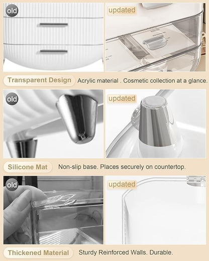 Makeup Organizer, Skincare Holder Bathroom Counter Organizer, Storage Box Cosmetic Display Cases, Teen Girl Gifts Trendy Stuff Make up Organizers for Vanity, Dresser, Countertop (Silver)