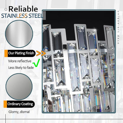 Chrome Crystal Chandelier Lighting 24.5'' for Dining Rooms Bedroom Foyer Entryway Ceiling Hanging Pendant Chandelier Light Fixture Lamp