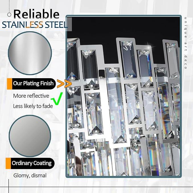 Chrome Crystal Chandelier Lighting 31.5'' Foyer Hall Entry Way Chandeliers Light Fixture for High Ceiling Sloped Pendant Hanging Modern Contemporary Style Round Large