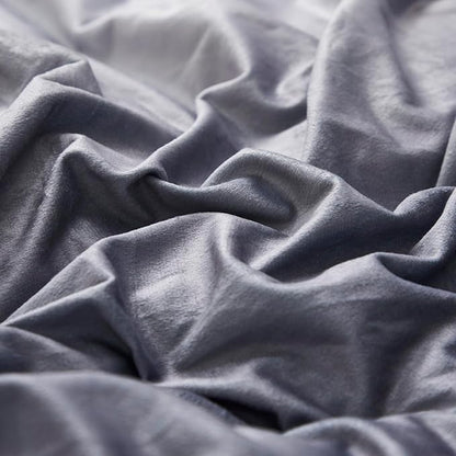 CLOTHKNOW Grey Silver Fluffy Full Size Comforter Sets Velvet Bedding Comforter Sets Soft Gray Comforter with 2 x Pillow Cases