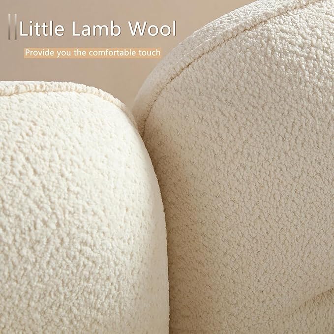 110" Modern Couch Curved Sofa for Living Room, Luxury Curved Sectional Sofas, Upholstered Boucle 3-Seater Loveseat, Minimalist Couches for Office Apartment, Beige