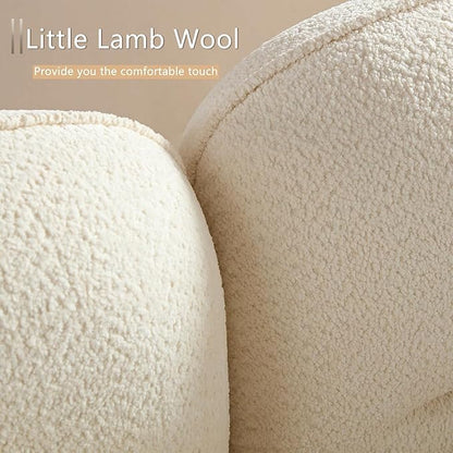 110" Modern Couch Curved Sofa for Living Room, Luxury Curved Sectional Sofas, Upholstered Boucle 3-Seater Loveseat, Minimalist Couches for Office Apartment, Beige