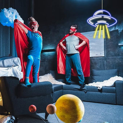 Lucunstar UFO Neon Sign For Room,Alien Spaceship LED Neon Light Sign,Cute Neon Sign,Space Neon Signs for Wall Decor,Blue UFO Neon Light Sign for Bedroom Game Room Wall Decor,Ufo Lovers