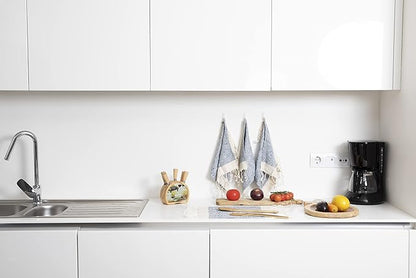 SMYRNA TURKISH COTTON Herringbone Series Kitchen Dish Towels Pack of 6, Machine Washable Wash Cloths, Ultra Soft, Absorbent, Prewashed and Quick Dry Turkish Dish Towels, 12x12 Inch (Light Blue)