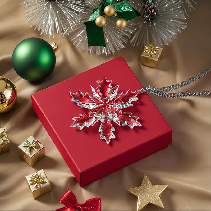 2025 Annual Edition Snowflake Clear Crystal Christmas Ornament, Snowflake Ornaments Display Winter Home Décor Christmas Decor Gift(Clear)