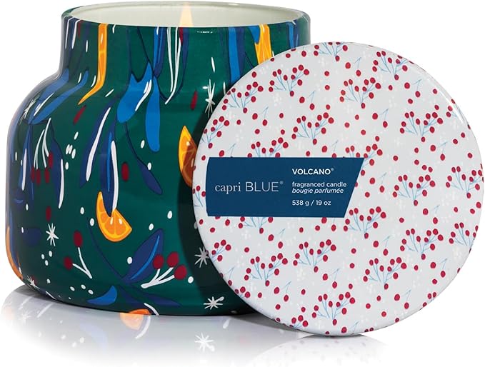 Capri Blue Pattern Play Signature Holiday Candle - Luxury Holiday Scented Candle for Home- Long Lasting Soy Wax Blend - Comes in Decorative Glass Jar (Volcano, 19 oz)