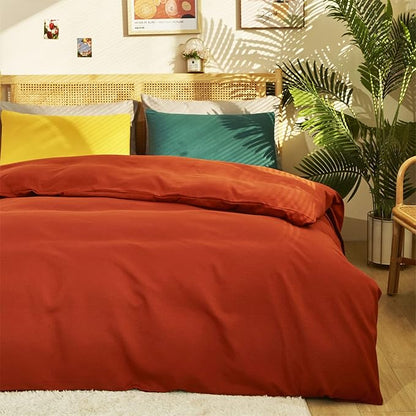 CLOTHKNOW California King Rust Comforter Set 3Pcs Burnt Orange Bedding Comforter Sets Terracotta Comforter Caramel Comforter Set California King