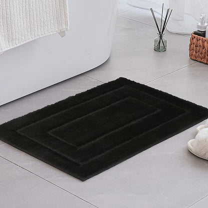 GRANNY SAYS Black Bathroom Rug, Non Slip Bath Mats for Bathroom, Super Soft and Water Absorbent, Microfiber Bath Rugs, Machine Wash Dry, Bath Rugs for Floor, Tub and Shower, 16" x 24"
