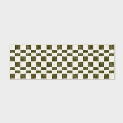 EVERGRACE Checkered Plaid Area Rug 2x6, Soft Christmas Faux Wool Rugs Washable Anti Slip Rugs Long Runner Carpet for Entryway Bedroom Living Room Hallway Kitchen and Laundry, Olive Green