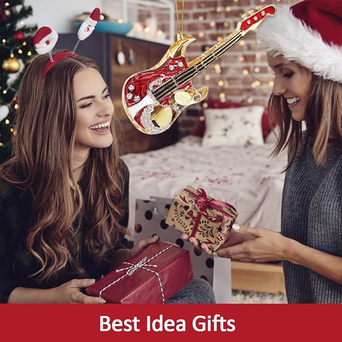 BAOXUE Guitar Ornaments for Christmas Tree, mini Music Ornament for Christmas Tree, Miniature Guitar Ornament Gifts for Rock Band Music Lovers,Bass Guitar Ornaments 2025