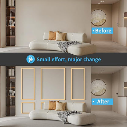 Art3d Pre-Cut Wall Molding Set of 6 pcs, Ready-to-Assemble Wainscoting Panels for Interior Wall Décor Living Room Bedroom Accent Wall - Installed with Glue, 3 Top 3 Bottom, Oak