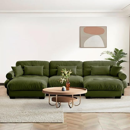 SoarFlash Sectional Sofa Couch, U Shaped Modern Sofa with Solid Wood Legs, Couches Sofas for Living Room Apartment, Comfortable Small Couches for Apartment, Green