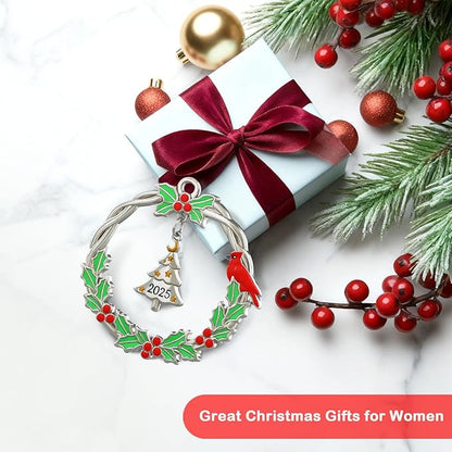 FLYAB 2025 Christmas Tree Ornaments Cardinal Gifts for Women Metal Hanging Ornament for Windows Car Living Room Xmas Stocking Stuffers for Girl Friend Teens Gifts for Loss Loved One
