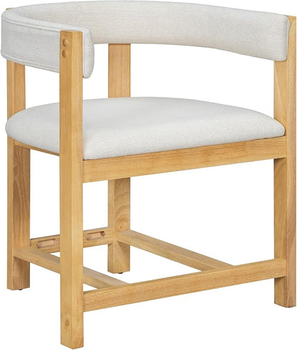 Christopher Knight Home Set of 2 Arley Modern Fabric Upholstered Dining Sturdy Wooden Kitchen Side Chair with Ergonomic Backrest and Footrest, Soft Padded Barrel, Beige+Natural