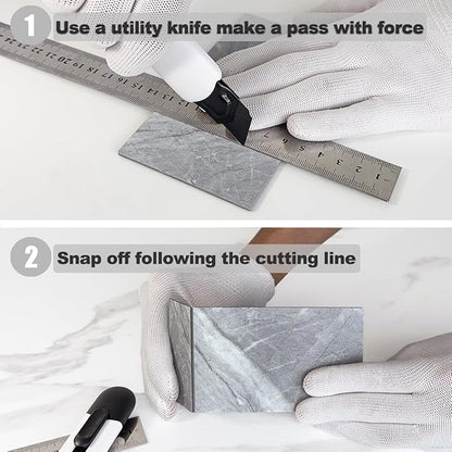 AULIGET 3" x 6" Subway Tile Peel and Stick Backsplash, Thick PVC Stick on Wall Tiles (4, Grey Marble)