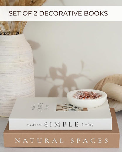 Beautiful Decorative Books - Set of 2 Boxes Enhance Your Table, Bookshelf or Mantel Shelf Decor - Aesthetic Fake/Faux Books for Modern Home Decoration, Photo Storage and as a Keepsake Box