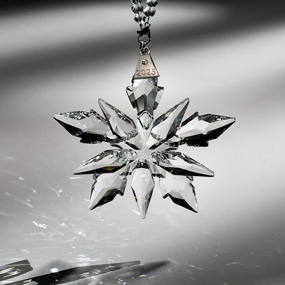 2025 Annual Edition Crystal Snowflake Christmas Ornament,Iridescent Holiday Tree Keepsake, Window Suncatcher,Winter Decor Gift (2025 Clear)