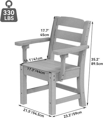 YITAHOME HDPE Chairs Set of 2, Sturdy Patio Chair w/Max Bearing 330 LBS, All-Weather Outdoor Chairs for Terrace, Garden, Backyard, Poolside, Gray