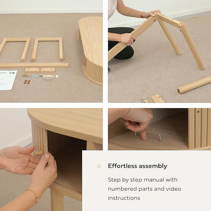 WERMO 51'' Small Wood Writing Desk and Makeup Vanity Desk with Storage and Sliding Doors - Narrow Computer and Work Table for Home Office, Modern Vanity, Brown Dressing Table for Bedroom (Walnut)