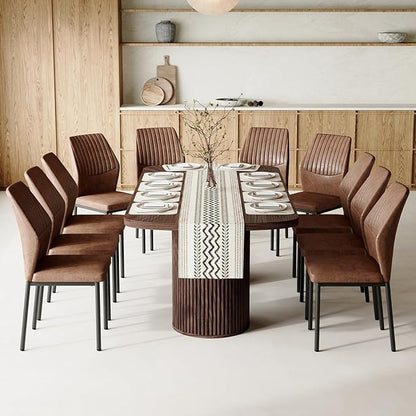 79" Dining Table Set for 10,Large Rectangular Kitchen Table Set for 10 with Cushioned Chairs,Modern Mid-Century Wood Dining Room Table Set for 10,Ideal for Dining & Gatherings (Walnut)