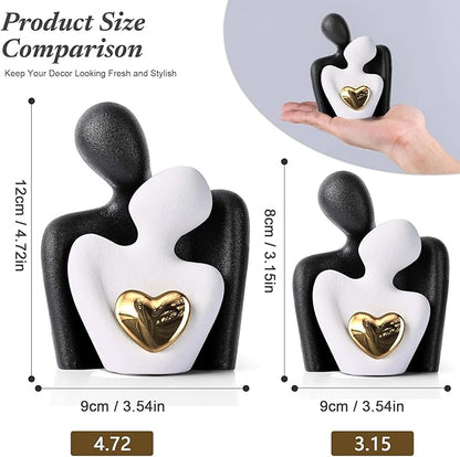 Mini Couple Statue Tv Stand Decor Items for Living Room Home Decor,Bedroom Decor for Couples Sculpture for Anniversary Wedding,Love Gifts for Couples 2025,Knick Knacks for Shelve (Black White, 4.72in)