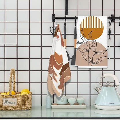 Boho Dish Towels Set of 2 Mountains Rivers Sun Kitchen Tea Towels, Mountain
