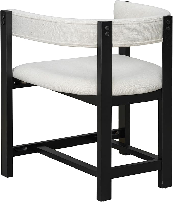 Christopher Knight Home Set of 2 Arley Modern Fabric Upholstered Dining Sturdy Wooden Kitchen Side Chair with Ergonomic Backrest and Footrest, Soft Padded Barrel, Beige+Black