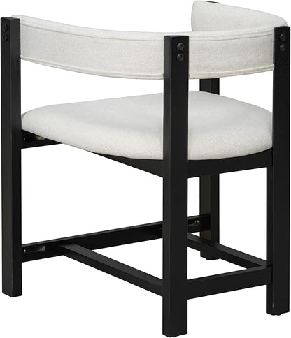 Christopher Knight Home Set of 2 Arley Modern Fabric Upholstered Dining Sturdy Wooden Kitchen Side Chair with Ergonomic Backrest and Footrest, Soft Padded Barrel, Beige+Black