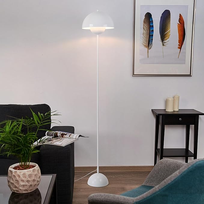 COSYLUX Modern Floor Lamp for Living Room, Industrial Tall Standing Lamp for Bedroom, Metal Shade Reflecting Light Reading Floor Lamp for Office, Nursery Room, Corner(Bright White)