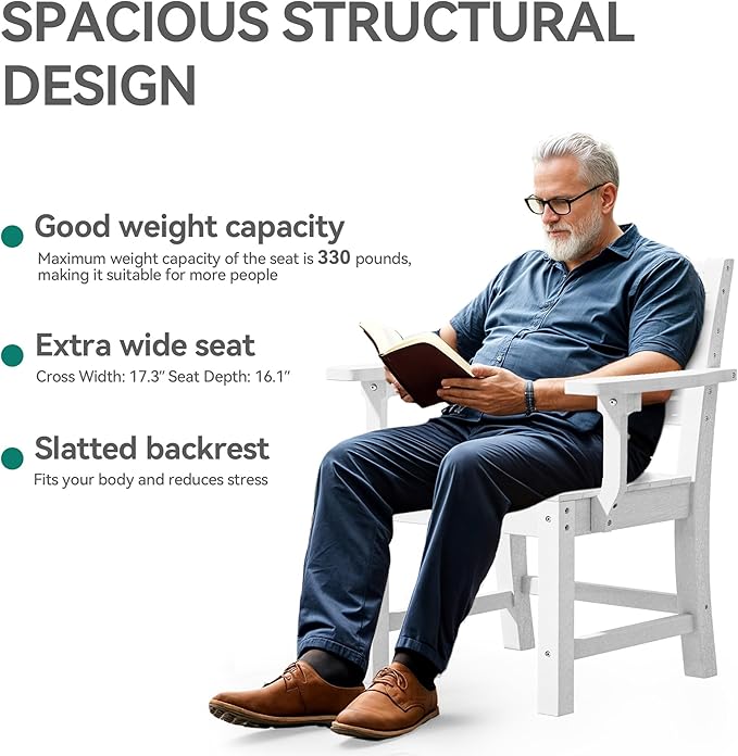 YITAHOME 8 Piece Patio Dining Set w/13 ft Double-Sided Patio Umbrella, HDPE Outdoor Dining Set w/71 Rectangular Patio Dining Table & 6 Dining Chairs, All Weather for Deck Lawn Porch,White