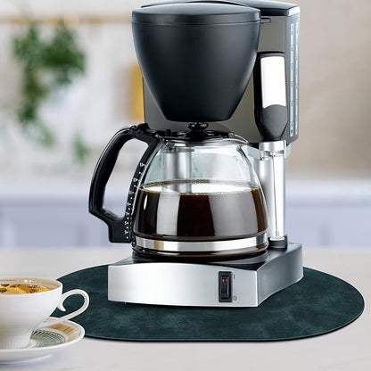 ADRIMER Placemats, Heat Resistant Oval Placemats Set of 12 Washable 12 x 17 Inch, Waterproof Table Mats, Wipeable Pu Place Mats for Kitchen, Dining Room, Dark Blue