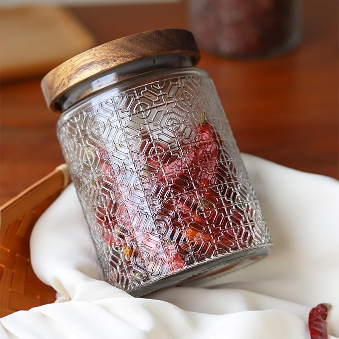 32oz Vintage Glass Jar With Lid, Glass Storage Containers, Airtight Kitchen Storage Containers For Sugar, Coffee, Tea, Spice, Flour, Candy Cookie, Pasta, Cereal, Cute Decorative Jars