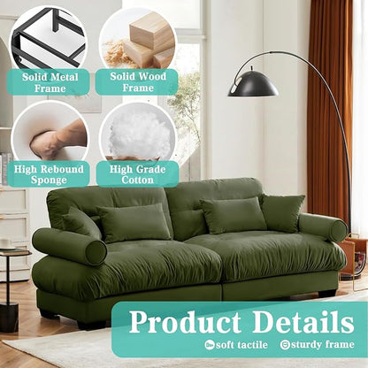 SoarFlash Modern Living Room Velvet Recliner Sofa Small Sofa, Loveseat Sofa for Apartment, Green